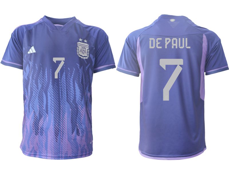 Men 2022 World Cup National Team Argentina away aaa version purple #7 Soccer Jersey->argentina jersey->Soccer Country Jersey